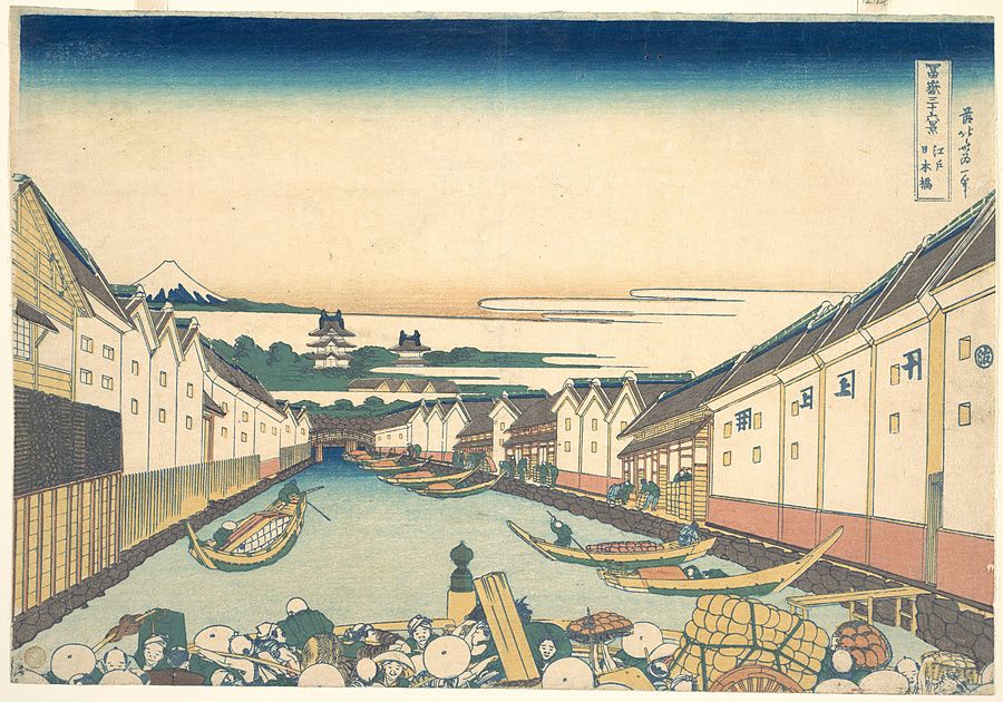 Il ponte Nihonbashi a Edo, stampa di Hokusai dalle Trentasei vedute del monte Fuji