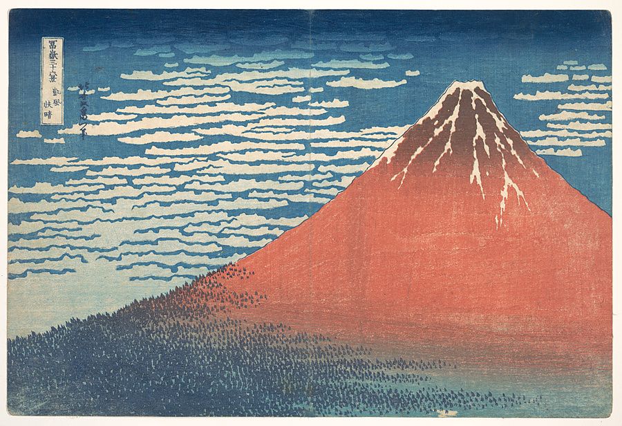 Vento del sud, cielo sereno, il Fuji rosso di Hokusai