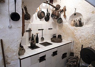 Antica cucina all'interno di Casa Grotta di Vico Solitario, a Matera.