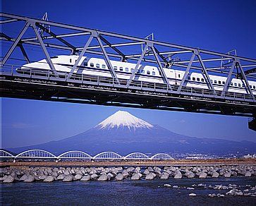 Il nuovo Shinkansen corre sopra il Monte, la vetta del Fuji