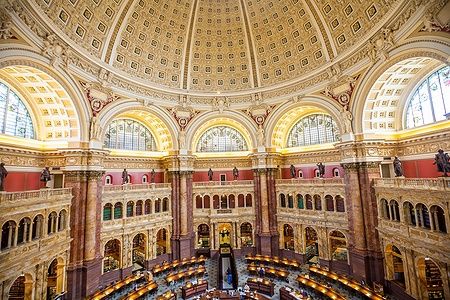 Soffitto della Sala Principale della Library of Congress a Washington, DC.