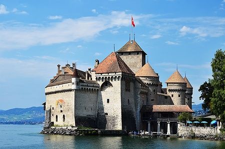 Il Chateau de Chillon sul Lago di Ginevra, Montreux, Svizzera.
