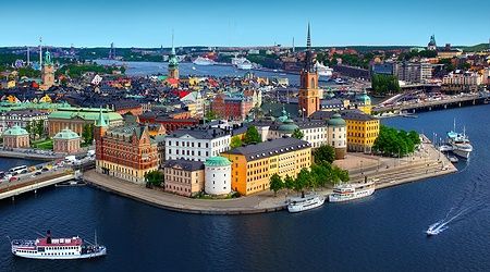 Vista panoramica di Stoccolma, Svezia, con arcipelago e edifici storici.