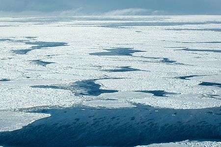 Ghiaccio sulla Hudson Bay in Manitoba, Canada, visto dall'alto.
