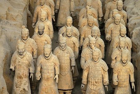 L'antico Esercito di Terracotta di Qin Shi Huang vicino a Xi'an in Cina.