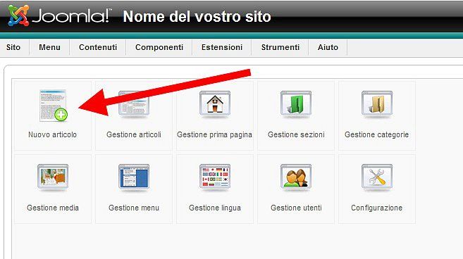 Pannello di amministrazione in Joomla