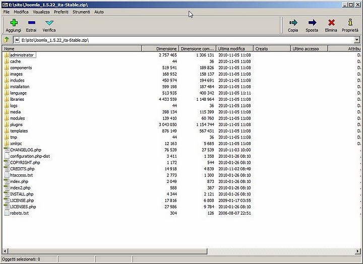 File Zip di Joomla