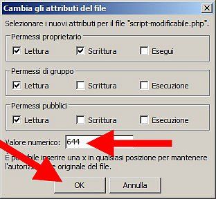 Cambiare gli attributi del file