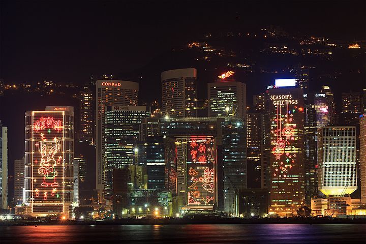 luci per capodanno a Hong Kong