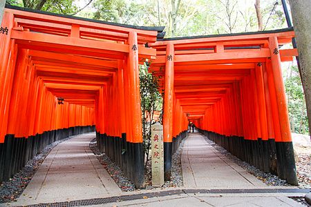 Torii rossi al santuario Fushimi Inari di Kyoto.