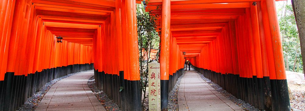 Torii rossi al santuario Fushimi Inari di Kyoto.