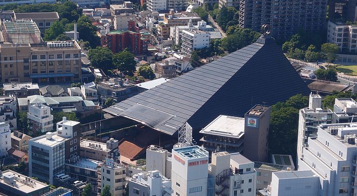 Il tempio Reiyukai visto dall'alto.