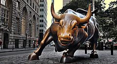 Il Toro di Wall Street visto da davanti.