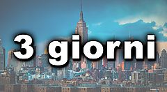 Skyline di New York con testo "3 giorni".