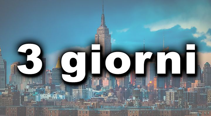 Skyline di New York con testo "3 giorni".