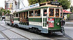 Tram storico nel centro di Christchurch.
