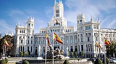 La Fontana di Cibele e il palazzo de Comunicaciones, a Madrid.