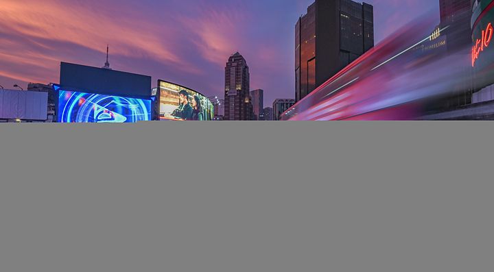 Il centro di Kuala Lumpur la sera.
