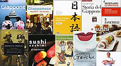 Composit con varie copertine di libri sul Giappone.