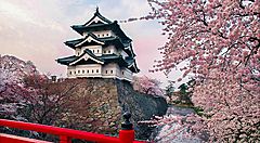 Il castello di Hirosaki in primavera.