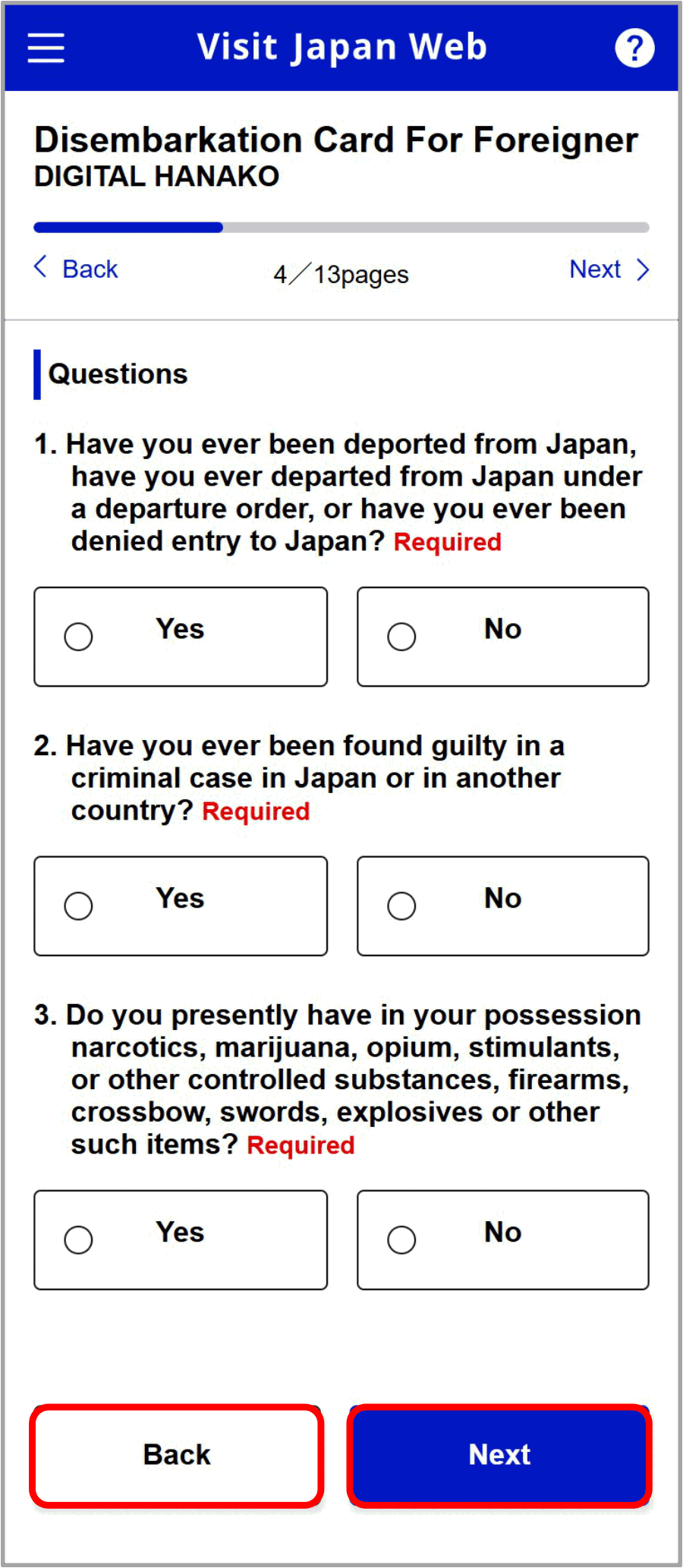 Visit Japan Web: le tre domande dell'immigrazione