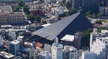 Il tempio Reiyukai visto dall'alto.