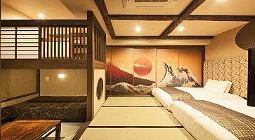 Stanza tradizionale con tatami all'hotel Centurion di Ueno.