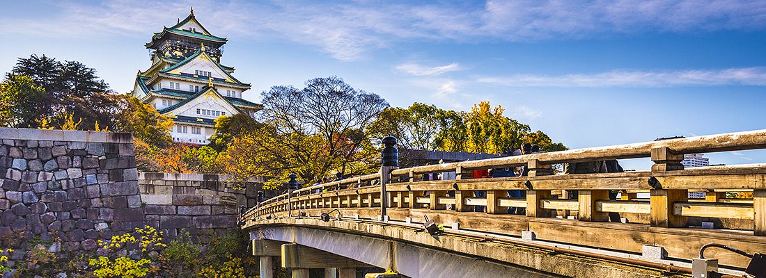 Il ponte che porta verso il castello di Osaka.