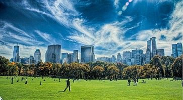 Persone a Central Park a New York, in una giornata dal meteo perfetto.