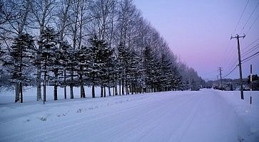 Le strade innevate ad Abashiri.