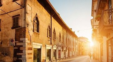 View of old street at historic centre of Verona (Italy) at dawn