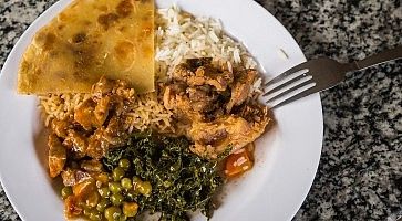 Traditional African dinner on  plate in Kenya