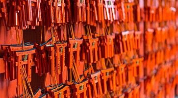 Piccoli torii dove è possibile scrivere i propri desideri, al Fushimi Inari di Kyoto.