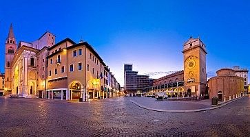 Mantova city Piazza delle Erbe evening view