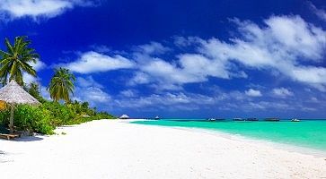 Panorama of beautiful beach on Maldives