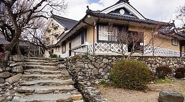 Uchiko, Japan - March 3, 2013: Early spring in Kamihaga residence, a traditional merchant house in historic Uchiko town