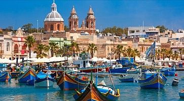 Taditional eyed boats Luzzu in Marsaxlokk, Malta