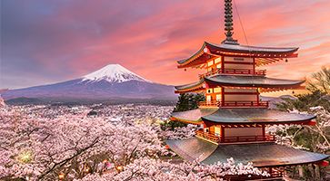 Il Monte Fuji al tramonto.